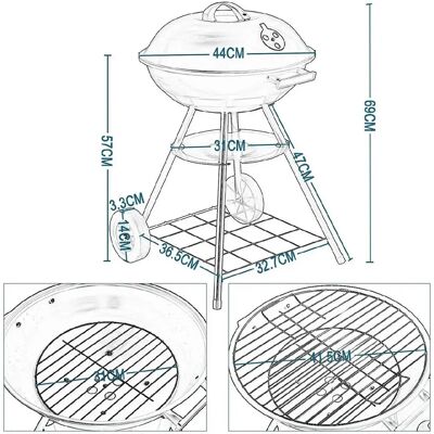 HELLOSHOP26 - Griglia a Carbone con Ruote - Charcoal Grill HELLOSHOP26 - Griglia a Carbone con Ruote - Charcoal Grill