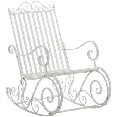 Décoshop26 Silla mecedora de metal blanca - Mecedora Décoshop26 Silla mecedora de metal blanca - Mecedora