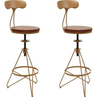 DÉCOSHOP26 - TDB04081 - Métal Or - Bois Pin - Bar stools set - Publicité DÉCOSHOP26 - TDB04081 - Métal Or - Bois Pin - Bar stools set - Publicité