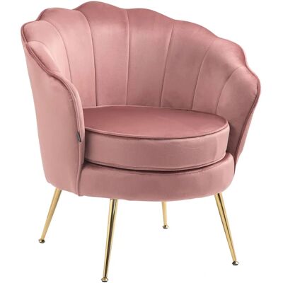DÉCOSHOP26 - FAL101557 - velluto rosa - piedi dorati - Poltrona DÉCOSHOP26 - FAL101557 - velluto rosa - piedi dorati - Poltrona