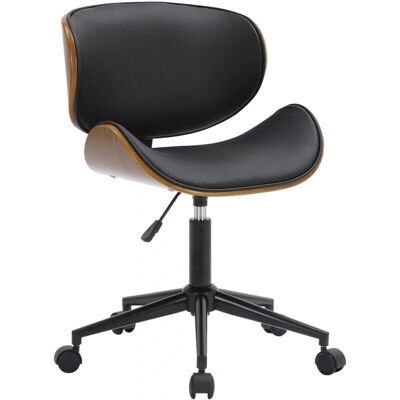 Décoshop26 - BUR10704 - estructura de madera curvada marrón - asiento tapizado en símil piel negra - Silla de oficina Décoshop26 - BUR10704 - estructura de madera curvada marrón - asiento tapizado en símil piel negra - Silla de oficina