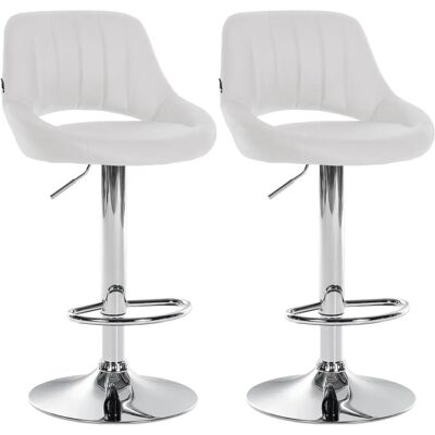 DÉCOSHOP26 - TDB10754 - Blanco PU - Giro 360° - Taburetes de bar DÉCOSHOP26 - TDB10754 - Blanco PU - Giro 360° - Taburetes de bar