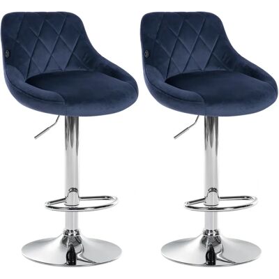 DÉCOSHOP26 - TDB10767 - Terciopelo azul - marco cromado - Taburetes de bar DÉCOSHOP26 - TDB10767 - Terciopelo azul - marco cromado - Taburetes de bar