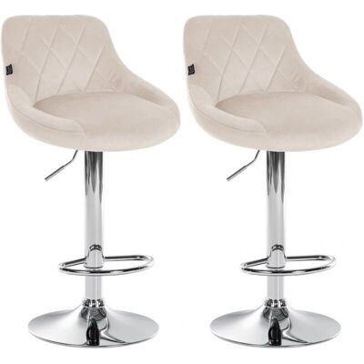 DÉCOSHOP - TDB10769 - crema terciopelo tapizado altura ajustable - taburetes de bar DÉCOSHOP - TDB10769 - crema terciopelo tapizado altura ajustable - taburetes de bar