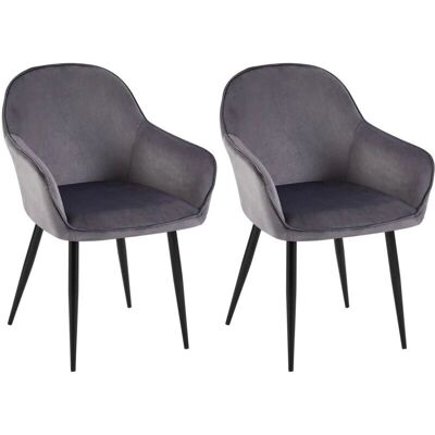 DÉCOSHOP26 - Set 2 - Dark Gray Velvet - Dining chairs DÉCOSHOP26 - Set 2 - Dark Gray Velvet - Dining chairs
