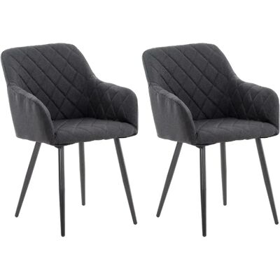 DÉCOSHOP26 - Juego de 2 sillas de comedor - Black fabric - Diamond stitching - Dining chairs DÉCOSHOP26 - Juego de 2 sillas de comedor - Black fabric - Diamond stitching - Dining chairs