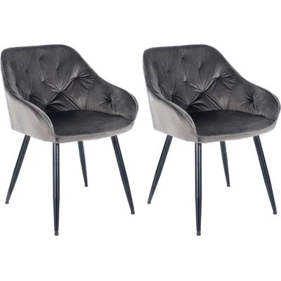 DÉCOSHOP - DÉCOSHOP26 - Asiento de terciopelo gris - Silla de comedor DÉCOSHOP - DÉCOSHOP26 - Asiento de terciopelo gris - Silla de comedor