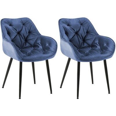 DÉCOSHOP26 - 00001664 - Bleu Velours - Métal - Chaises de salle à manger - Publicité DÉCOSHOP26 - 00001664 - Bleu Velours - Métal - Chaises de salle à manger - Publicité