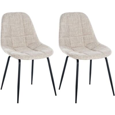DÉCOSHOP26 - 2 sillas comedor crema tela - Juego de sillas de comedor DÉCOSHOP26 - 2 sillas comedor crema tela - Juego de sillas de comedor