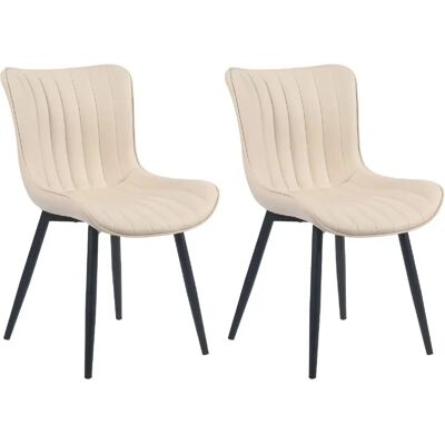 DÉCOSHOP26 - Juego de 2 sillas - Asiento de PVC crema DÉCOSHOP26 - Juego de 2 sillas - Asiento de PVC crema