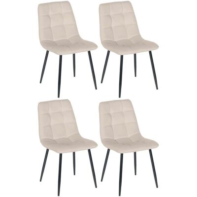 DÉCOSHOP26 - Chaises de salle à manger - Velours crème - Base métal noire - Publicité DÉCOSHOP26 - Chaises de salle à manger - Velours crème - Base métal noire - Publicité