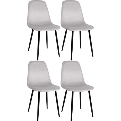 DÉCOSHOP26 Sillas de comedor de tela crema - Juego de 4 DÉCOSHOP26 Sillas de comedor de tela crema - Juego de 4