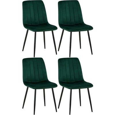 Décoshop26 - Jeu de 4 - Velours vert - Chaises à manger - Publicité Décoshop26 - Jeu de 4 - Velours vert - Chaises à manger - Publicité