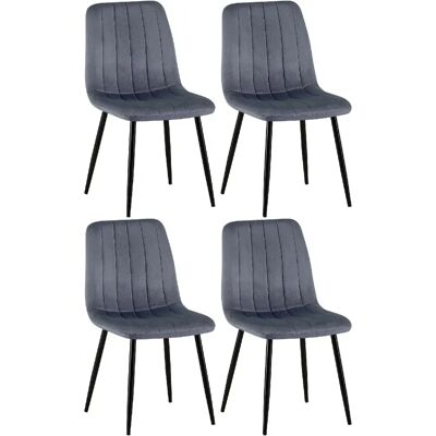 Décoshop26 - Juego de 4 sillas - Terciopelo gris oscuro Décoshop26 - Juego de 4 sillas - Terciopelo gris oscuro