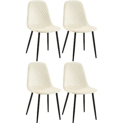 DÉCOSHOP26 - Sillas rombo terciopelo - crema - metal negro - Dining chairs DÉCOSHOP26 - Sillas rombo terciopelo - crema - metal negro - Dining chairs