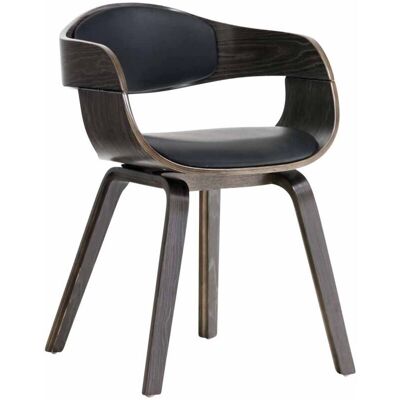 DÉCOSHOP26 - ACC-10001 - Negro PVC - Madera gris - Dining chair DÉCOSHOP26 - ACC-10001 - Negro PVC - Madera gris - Dining chair