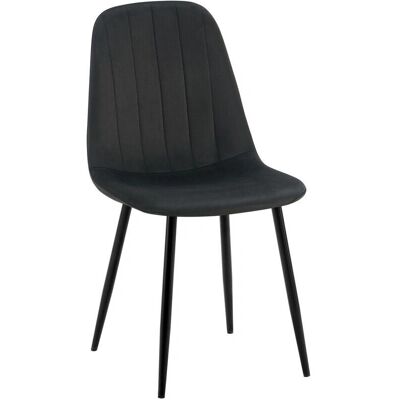 DÉCOSHOP26 - Silla de comedor - Terciopelo negro - Patas de metal negras DÉCOSHOP26 - Silla de comedor - Terciopelo negro - Patas de metal negras