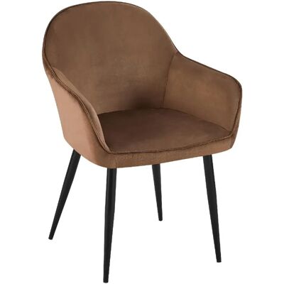 DÉCOSHOP 100001994 velours marron - pieds en métal noirs - Chaise - Publicité DÉCOSHOP 100001994 velours marron - pieds en métal noirs - Chaise - Publicité