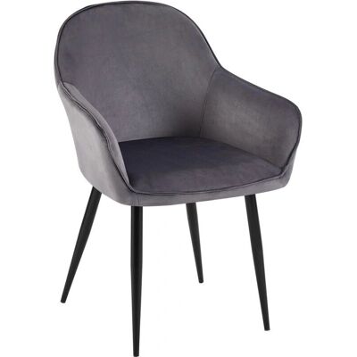 DÉCOSHOP26 - 100001996 - gris oscuro - metal negro - Dining chair DÉCOSHOP26 - 100001996 - gris oscuro - metal negro - Dining chair