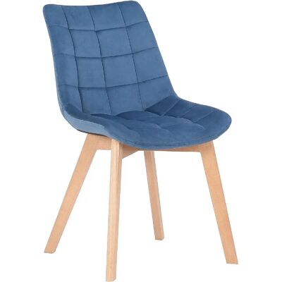DECOSHOP - 100002080 - Velours bleu - Base hêtre - Chaise - Publicité DECOSHOP - 100002080 - Velours bleu - Base hêtre - Chaise - Publicité