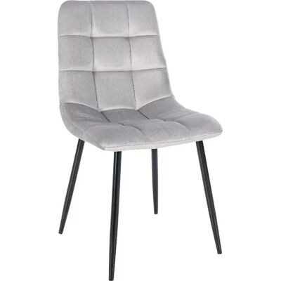 Silla de comedor gris de terciopelo DÉCOSHOP26 - Silla de comedor Silla de comedor gris de terciopelo DÉCOSHOP26 - Silla de comedor