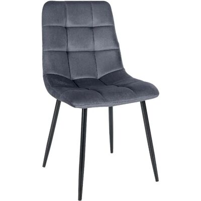 DÉCOSHOP - 100002135 - Velo de Terciopelo Gris - Base de Metal Negro - Silla de comedor DÉCOSHOP - 100002135 - Velo de Terciopelo Gris - Base de Metal Negro - Silla de comedor