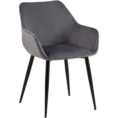 DÉCOSHOP26 - 100002148 - Gris oscuro terciopelo - metal negro - silla DÉCOSHOP26 - 100002148 - Gris oscuro terciopelo - metal negro - silla