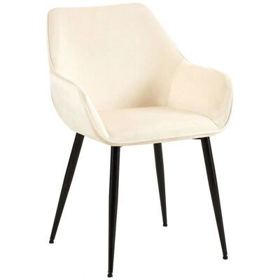 DÉCOSHOP26 Crema Tapizado de terciopelo Silla DÉCOSHOP26 Crema Tapizado de terciopelo Silla