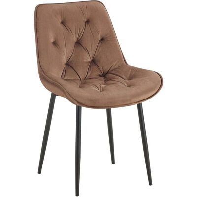 DECOSHOP26 - 100002164 - Marron Velours - Base Noire - Chaise - Publicité DECOSHOP26 - 100002164 - Marron Velours - Base Noire - Chaise - Publicité
