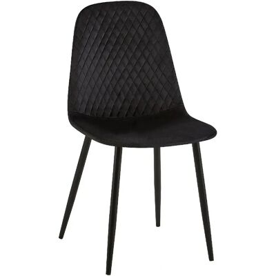DÉCOSHOP26 - 100002245 - Terciopelo negro - Patas de metal negro mate - Silla comedor DÉCOSHOP26 - 100002245 - Terciopelo negro - Patas de metal negro mate - Silla comedor