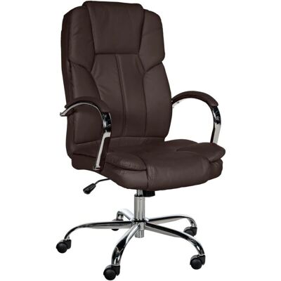 Décoshop26 - 100002417 - Ancho de asiento XXL - Piel sintética marrón y metal cromado - Silla de oficina Décoshop26 - 100002417 - Ancho de asiento XXL - Piel sintética marrón y metal cromado - Silla de oficina