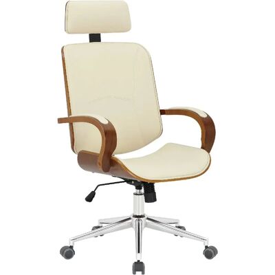 Décoshop26 - 100002453 - Crema - Nogal - Office chair Décoshop26 - 100002453 - Crema - Nogal - Office chair