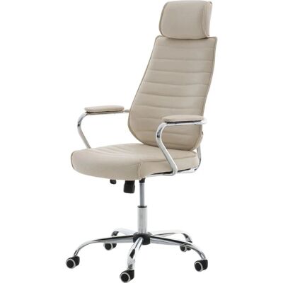 Décoshop26 - 100002630 - Crème - PU Leather - Chaise de bureau - Publicité Décoshop26 - 100002630 - Crème - PU Leather - Chaise de bureau - Publicité