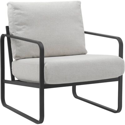 Décoshop26 - 100002817 - Tejido crema - Estructura de metal negro - Sillón de acento Décoshop26 - 100002817 - Tejido crema - Estructura de metal negro - Sillón de acento