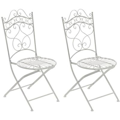 DÉCOSHOP26 - 100002862 - Blanco envejecido - Hierro forjado - Conjunto de sillas de jardín DÉCOSHOP26 - 100002862 - Blanco envejecido - Hierro forjado - Conjunto de sillas de jardín