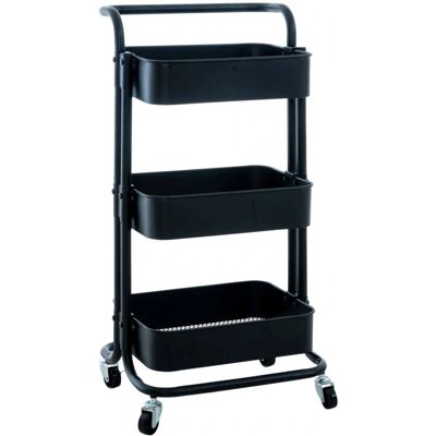 DÉCOSHOP26 - 100003065 - Negro - Metal - 3 niveles - Carro de servicio DÉCOSHOP26 - 100003065 - Negro - Metal - 3 niveles - Carro de servicio