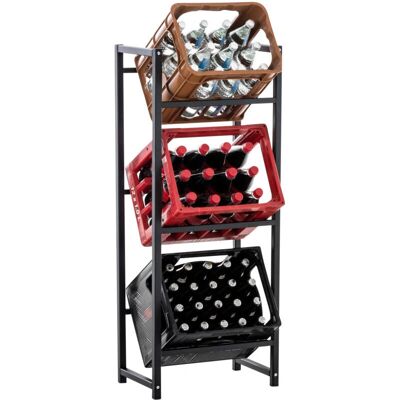 DÉCOSHOP26 - Estante para bebidas 116x47 - Negro - 3 cajas - Estante de almacenamiento DÉCOSHOP26 - Estante para bebidas 116x47 - Negro - 3 cajas - Estante de almacenamiento