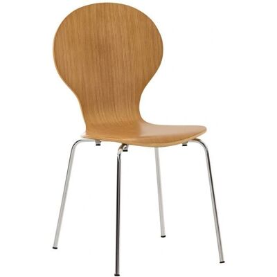 Décoshop26 - Silla apilable roble cromado - madera de roble Décoshop26 - Silla apilable roble cromado - madera de roble