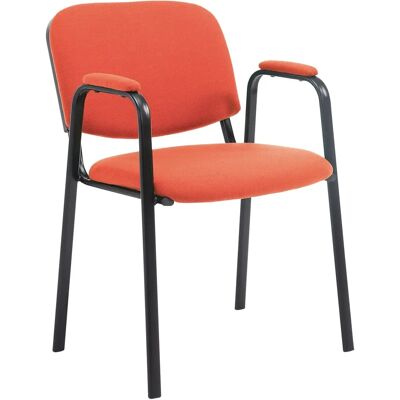 DÉCOSHOP26 - Silla de visita con reposabrazos integrados - Tejido rojo - Base de metal negro con recubrimiento en polvo - Chair DÉCOSHOP26 - Silla de visita con reposabrazos integrados - Tejido rojo - Base de metal negro con recubrimiento en polvo - Chair