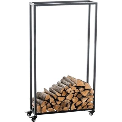 DÉCOSHOP26 - Leñero - Negro - 150x60x25 cm - Leñero de leña DÉCOSHOP26 - Leñero - Negro - 150x60x25 cm - Leñero de leña