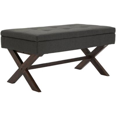 Décoshop26 - Banco de almacenamiento tapizado gris - 98 cm - pies oscuros - Storage bench Décoshop26 - Banco de almacenamiento tapizado gris - 98 cm - pies oscuros - Storage bench