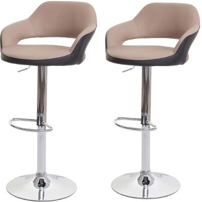 Décoshop26 - Juego de 2 taburetes de bar en sintético topo y negro - Giratorio 360° Décoshop26 - Juego de 2 taburetes de bar en sintético topo y negro - Giratorio 360°