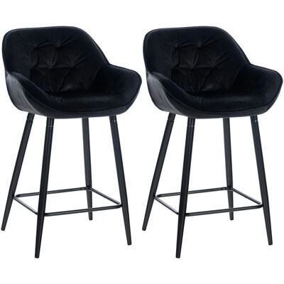 DÉCOSHOP26 - Lot de 2 tabourets de bar - velours noir - cadre noir - Tabourets de bar - Publicité DÉCOSHOP26 - Lot de 2 tabourets de bar - velours noir - cadre noir - Tabourets de bar - Publicité