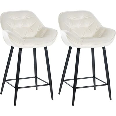 DÉCOSHOP26 - Taburetes de bar 2 - Terciopelo crema - Metal negro - Bar stools DÉCOSHOP26 - Taburetes de bar 2 - Terciopelo crema - Metal negro - Bar stools
