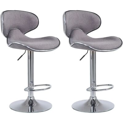 DÉCOSHOP26 - 2 Pack - Tela Gris - Base de Cromo - Taburete de Barra DÉCOSHOP26 - 2 Pack - Tela Gris - Base de Cromo - Taburete de Barra