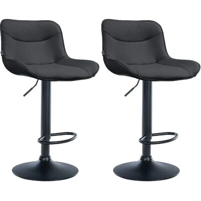 DÉCOSHOP26 - Bar Stool Set 2x - Noir - Simili cuir - Publicité DÉCOSHOP26 - Bar Stool Set 2x - Noir - Simili cuir - Publicité
