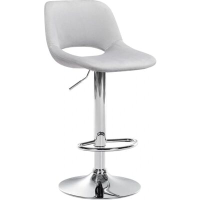 Décoshop26 - 100004593 - Terciopelo gris claro - Base cromada - Taburete de bar Décoshop26 - 100004593 - Terciopelo gris claro - Base cromada - Taburete de bar