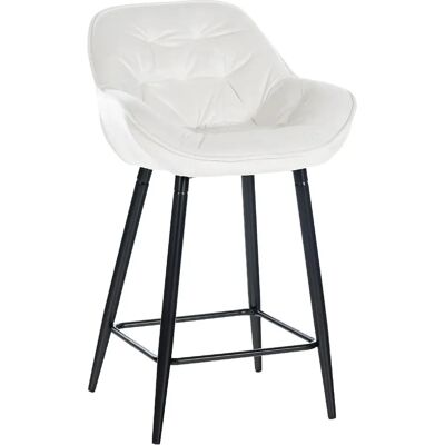 Décoshop26 - Bar Stool - Cream White Velvet - Black Metal - Bar Stool Décoshop26 - Bar Stool - Cream White Velvet - Black Metal - Bar Stool