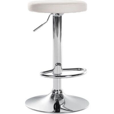DÉCOSHOP26 - Bar Stool - PVC blanco - Patas de metal cromado - Bar Stool DÉCOSHOP26 - Bar Stool - PVC blanco - Patas de metal cromado - Bar Stool