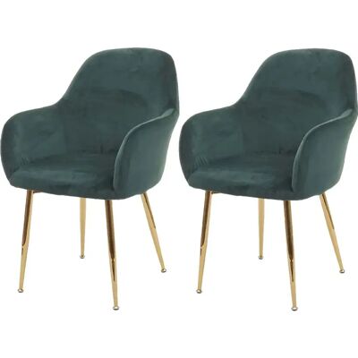 DÉCOSHOP26 - 040000381 - Terciopelo verde, patas doradas - Sillas DÉCOSHOP26 - 040000381 - Terciopelo verde, patas doradas - Sillas